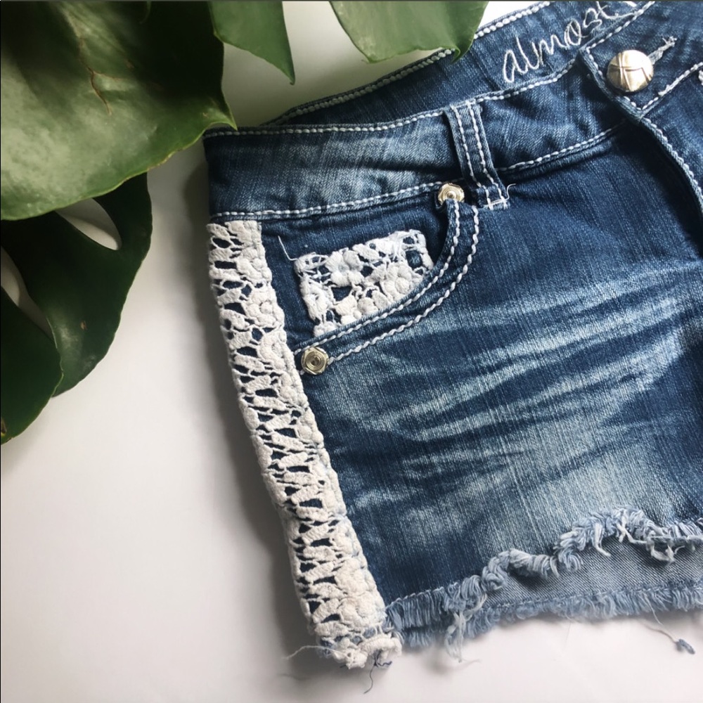 Distressed jean shorts